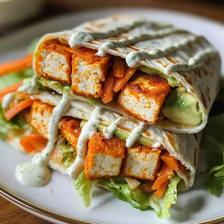 Buffalo Tofu Wrap with Easy Vegan Ranch