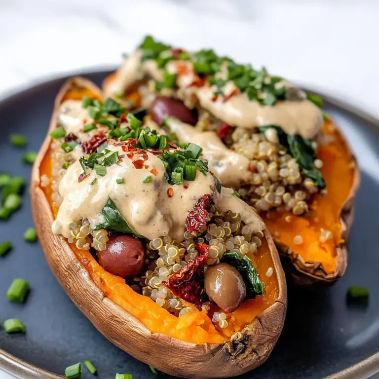 Vegan Stuffed Sweet Potatoes with Mediterranean Quinoa