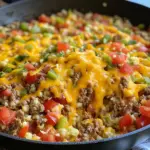 Cheesy Taco Ground Beef & Cauliflower Rice Skillet