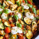 Caprese Chicken with Zucchini and Tomatoes Skillet