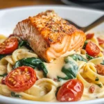 Healthy & Creamy Tuscan Salmon Pasta