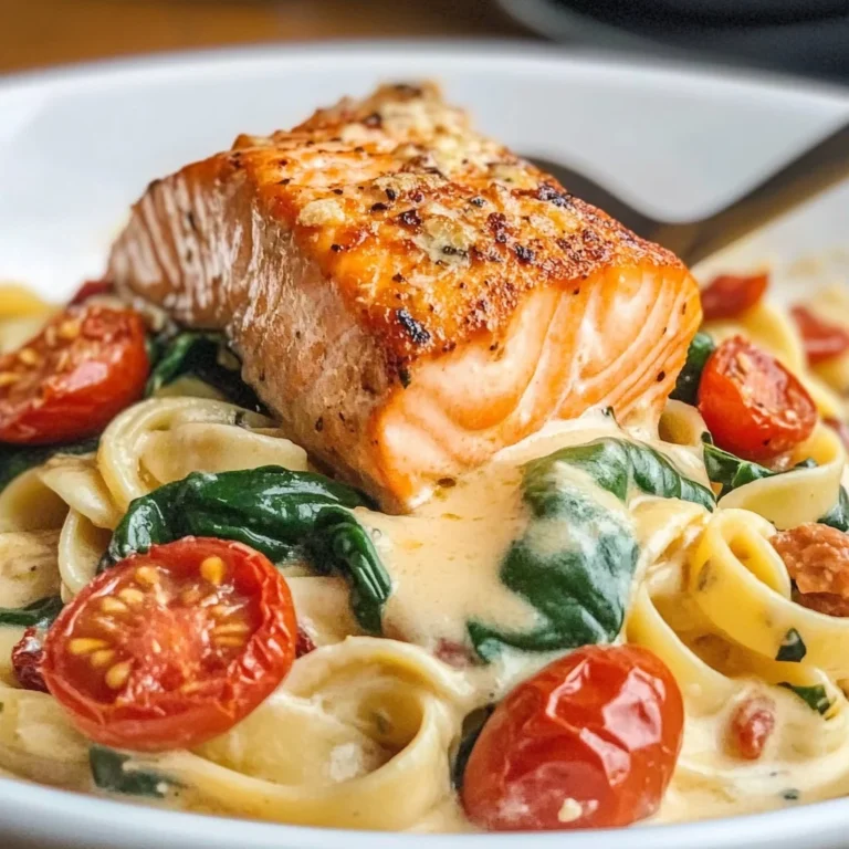 Healthy & Creamy Tuscan Salmon Pasta