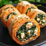 Spinach & Feta Stuffed Salmon Pinwheels