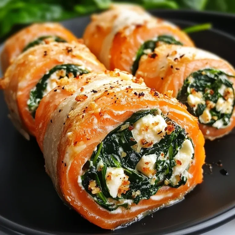 Spinach & Feta Stuffed Salmon Pinwheels