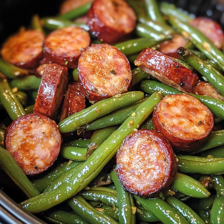 Air Fryer Green Beans and Smoked Sausage