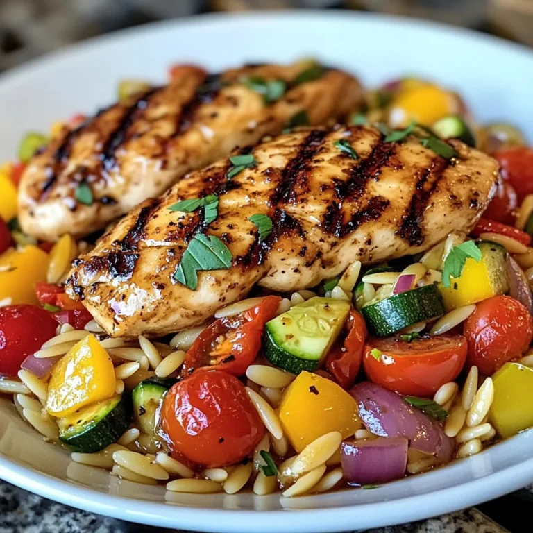 Easy Balsamic Chicken & Veggie Orzo