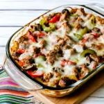 Sausage, Peppers, and Mushrooms Low-Carb Cheesy Bake