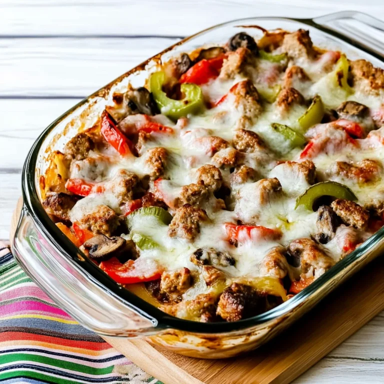 Sausage, Peppers, and Mushrooms Low-Carb Cheesy Bake