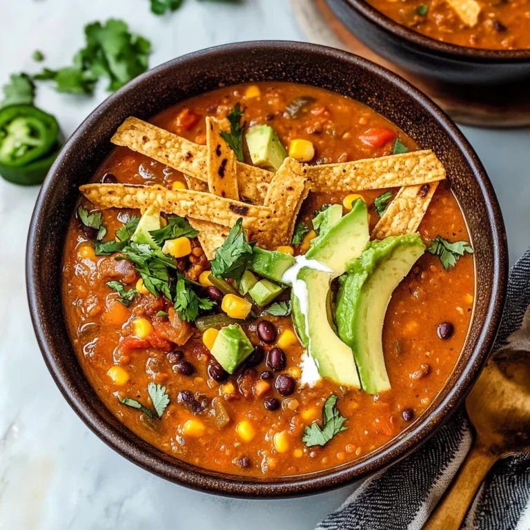 Vegan Lentil Tortilla Soup