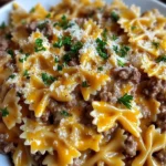 Garlic Butter Beef & Cheesy Bowtie Pasta