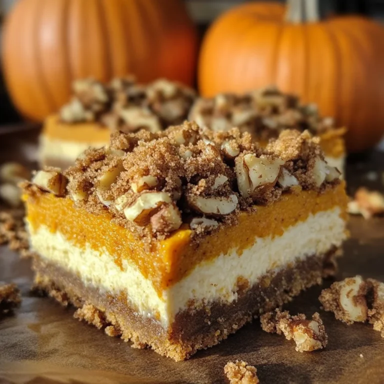 Pumpkin Cheesecake Bars with Walnut Crust and Streusel Topping