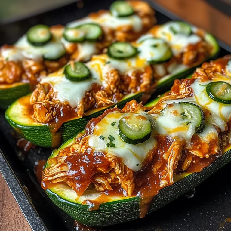 Sticky BBQ Chicken Zucchini Boats