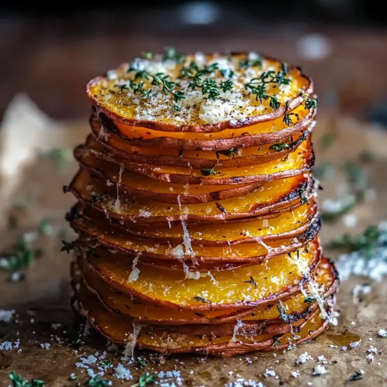 Crispy Parmesan Thyme Sweet Potato Stacks Recipe
