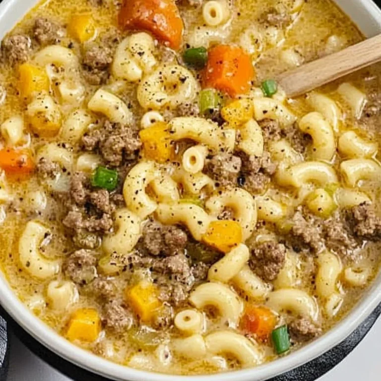 One Pot Macaroni Cheeseburger Soup