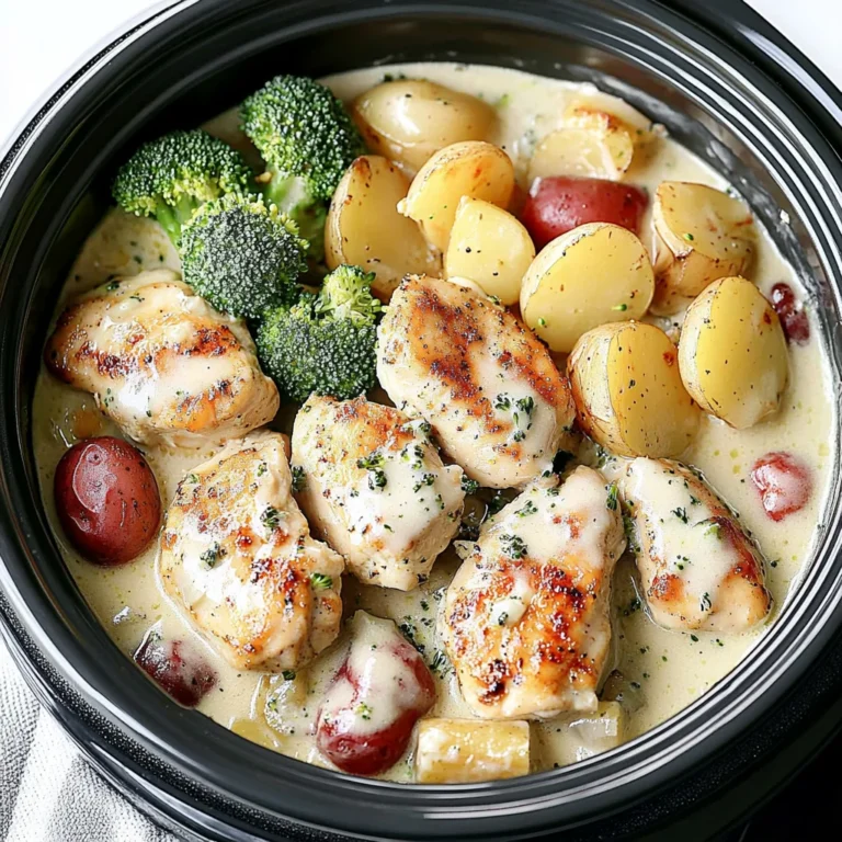 Slow Cooker Creamy Garlic Chicken And Veggies Recipe